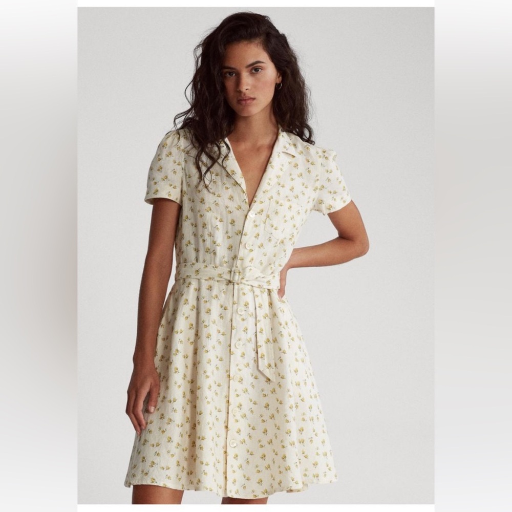 NWT Polo Ralph Lauren floral belted linen dress 14 - Picture 2 of 9
